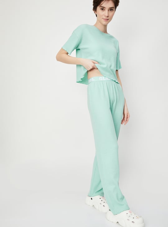 Women Waffle Knit PJ Set