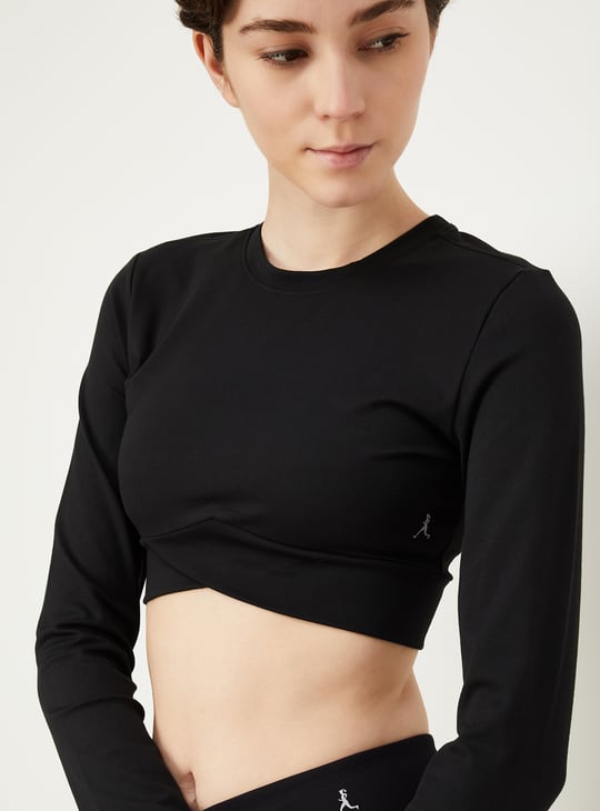 Women Solid Sports Crop Top