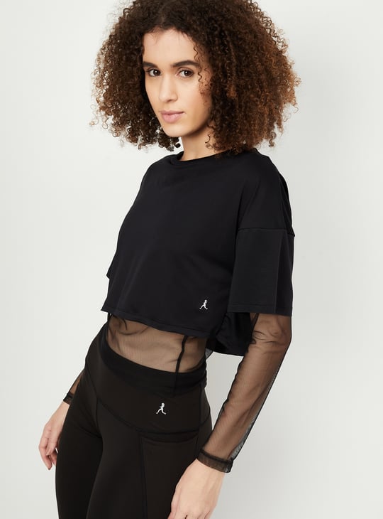 Women Mesh Layered Sports T-shirt