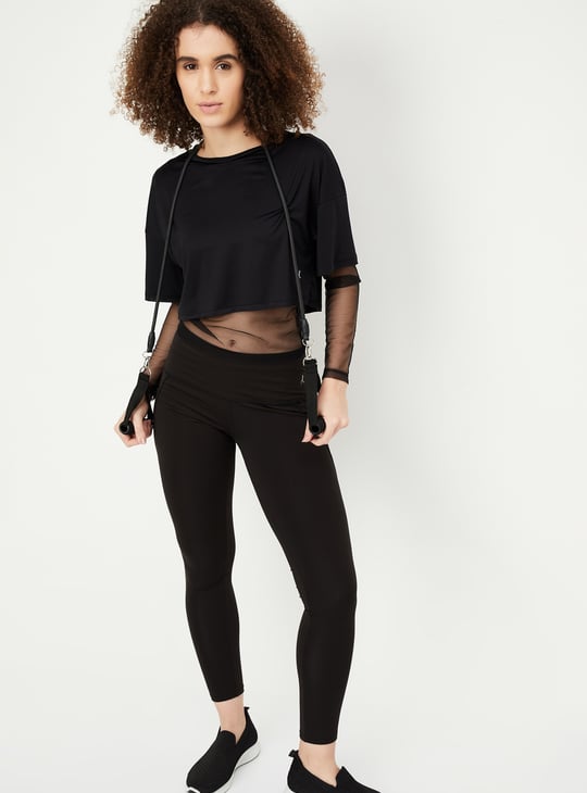 Women Mesh Layered Sports T-shirt