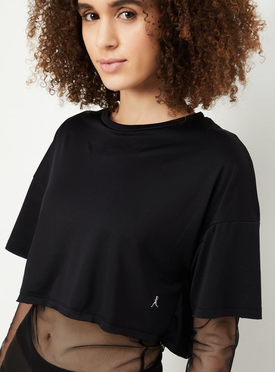 Women Mesh Layered Sports T-shirt