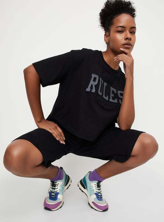 Women Embossed Athleisure T-shirt