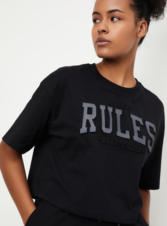 Women Embossed Athleisure T-shirt