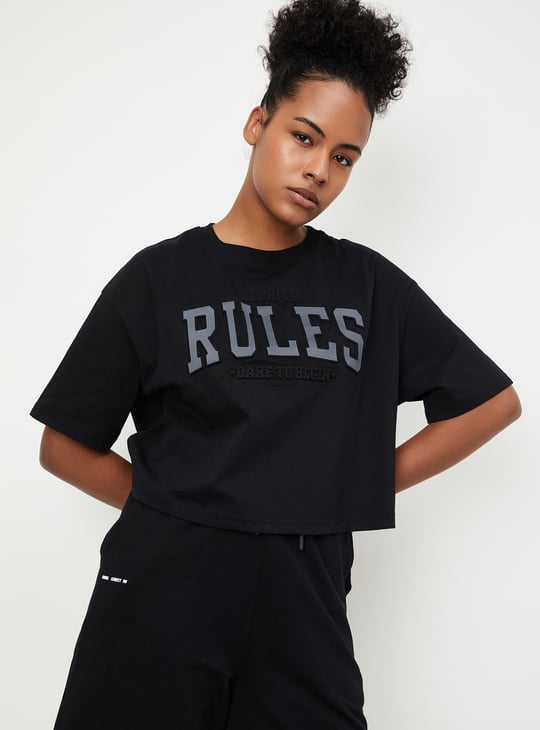 Women Embossed Athleisure T-shirt