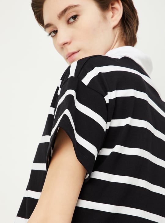 Women Striped Athleisure Polo T-shirt