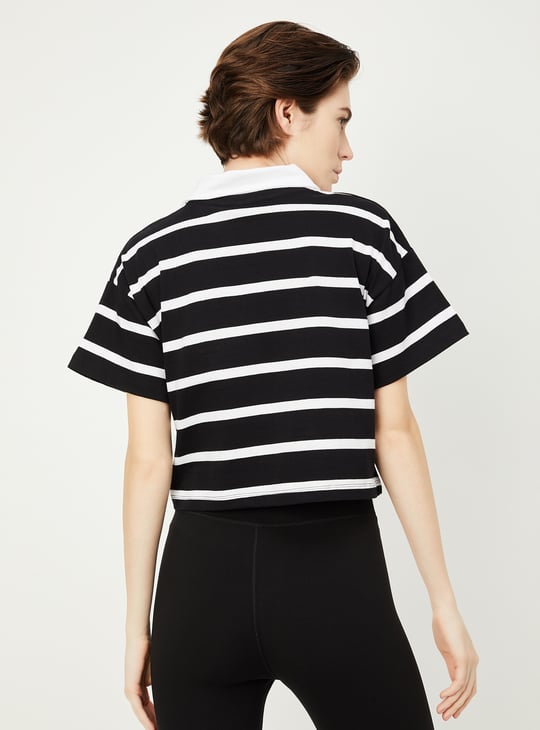 Women Striped Athleisure Polo T-shirt