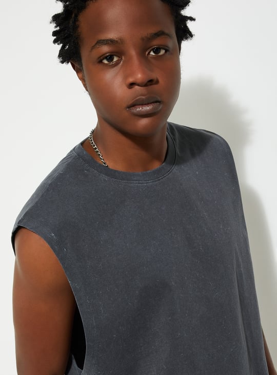 URB_N Men Washed Regular Fit Sleeveless T-shirt