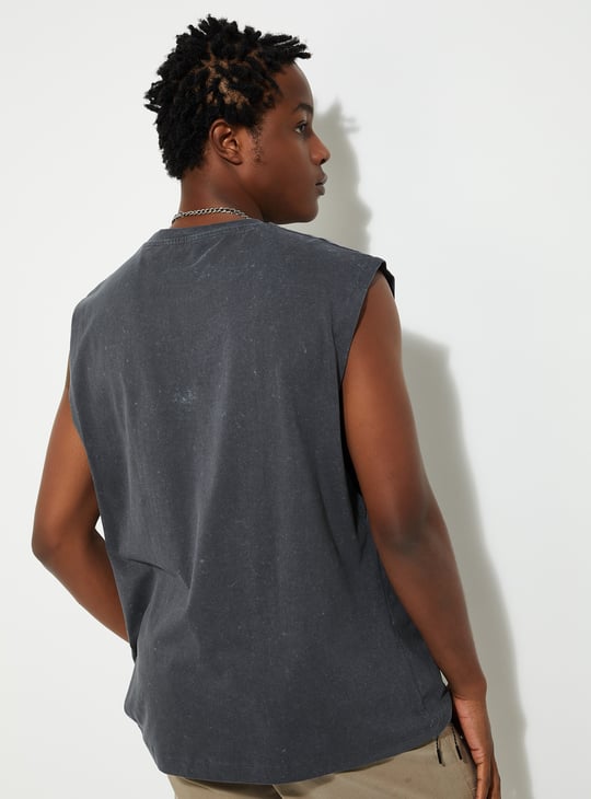 URB_N Men Washed Regular Fit Sleeveless T-shirt