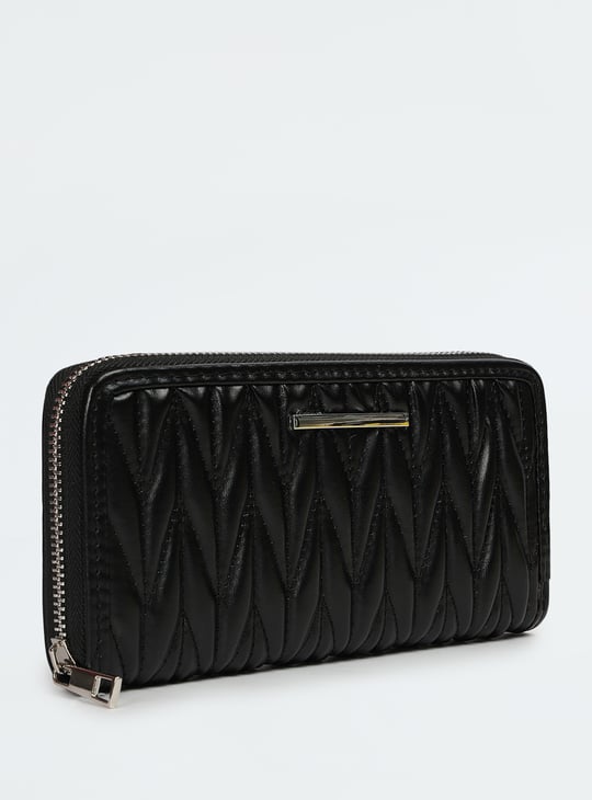 Women Quilted Zip Around Wallet