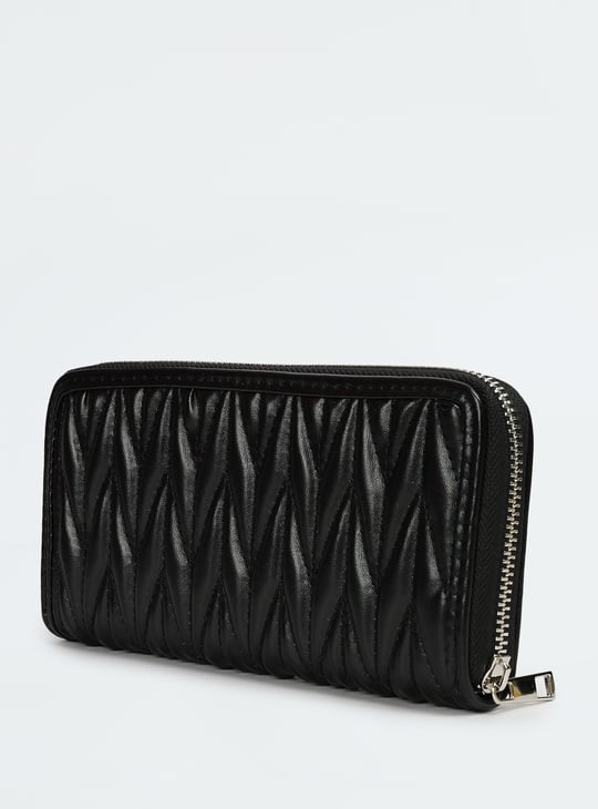 Women Quilted Zip Around Wallet