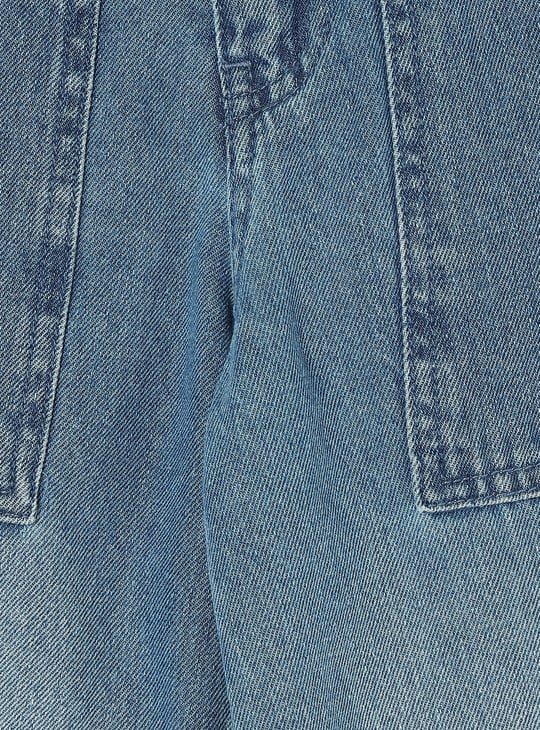 Girls Washed Belted Jeans