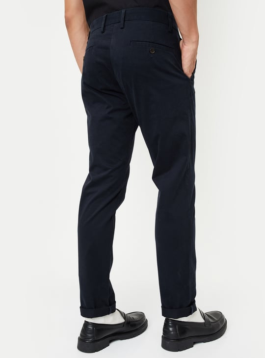 Men Slim Fit Solid Flexi Waist Chinos