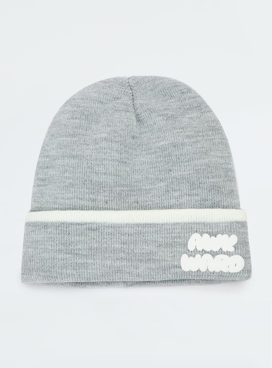 Boys Knitted Beanie Grey Solid