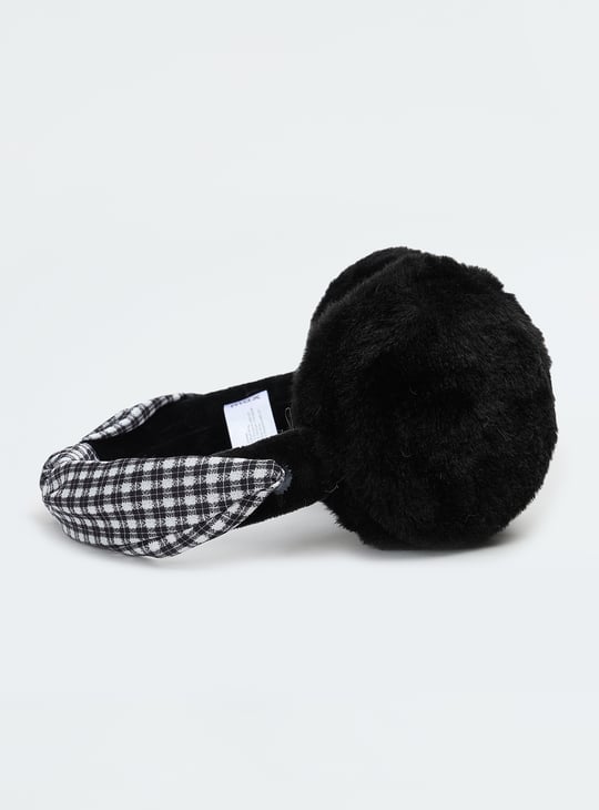 Women Checked Bow-Detailed Earmuffs