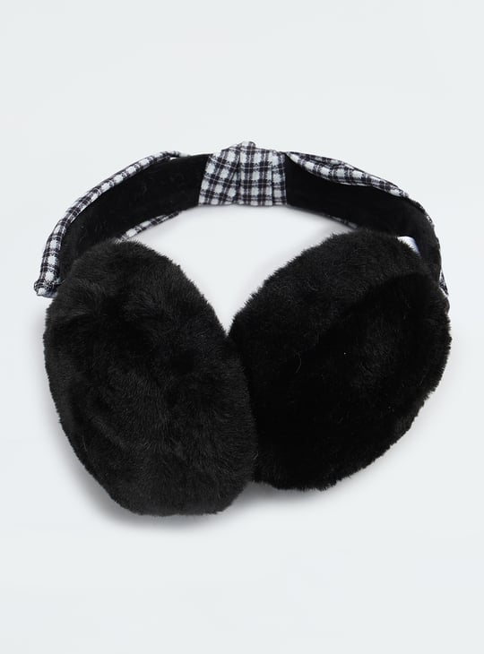 Women Checked Bow-Detailed Earmuffs