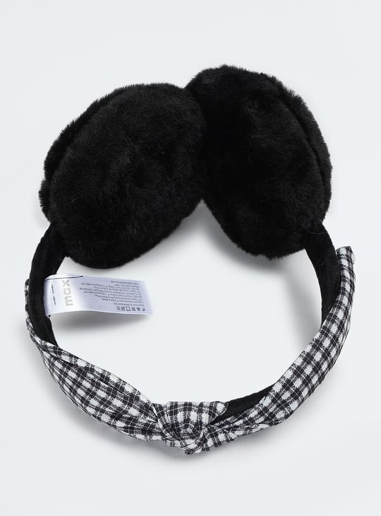 Women Checked Bow-Detailed Earmuffs