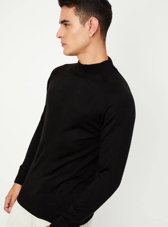 Men Solid High Neck Sweater