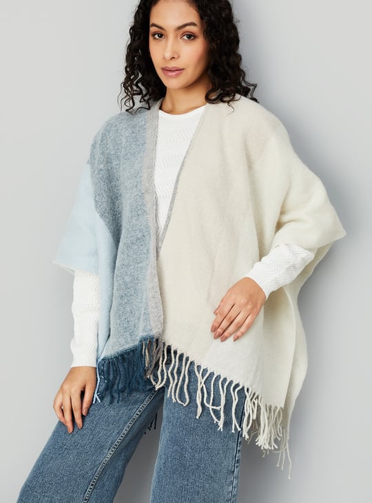 Women Coloublocked Poncho