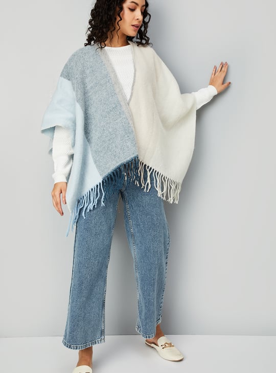 Women Coloublocked Poncho