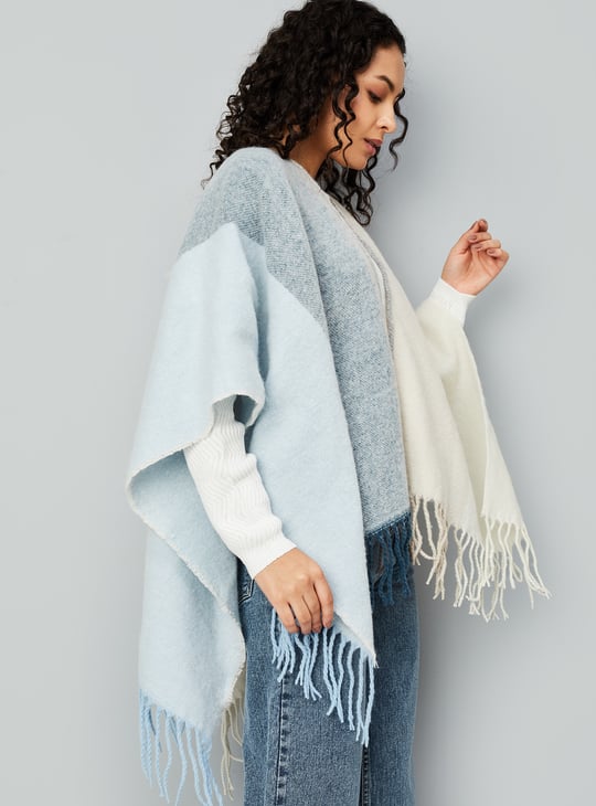 Women Coloublocked Poncho