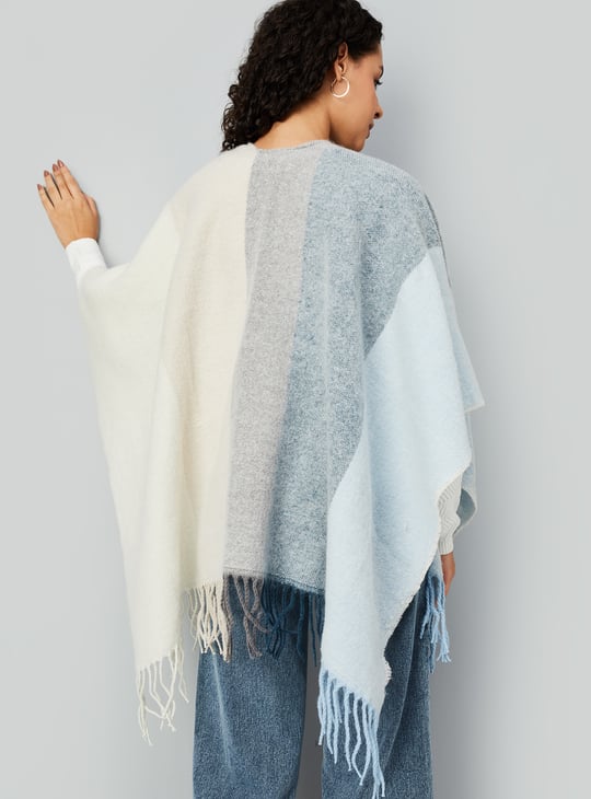 Women Coloublocked Poncho