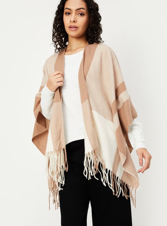 Women Checked Poncho