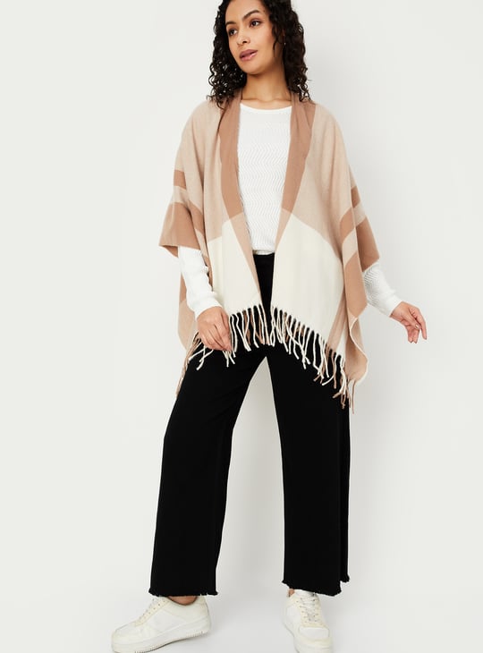 Women Checked Poncho