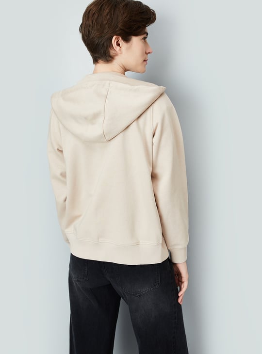 Women Solid Hooded Sweatshirt