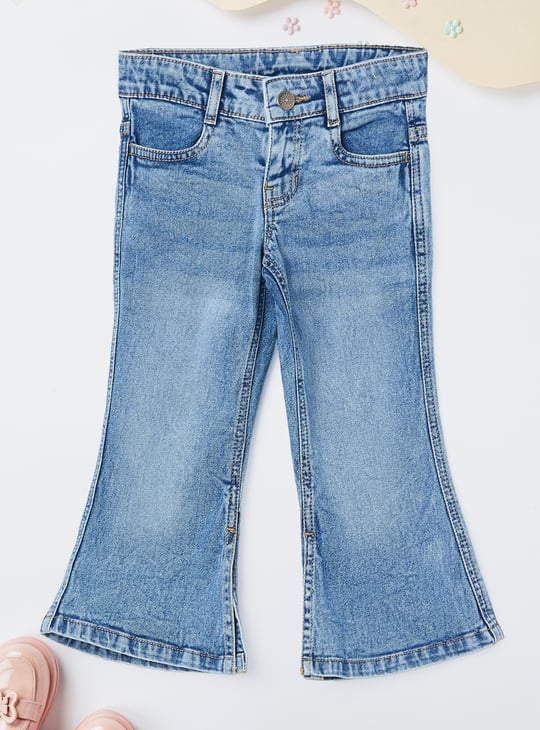 Girls Washed Flared Jeans