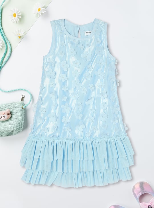 Girls Floral Applique A-Line Dress