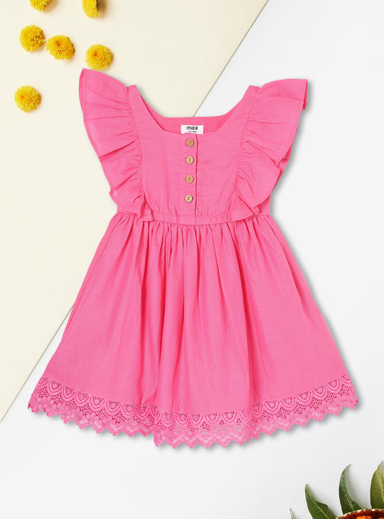 Girls Solid Fit & Flare Dress