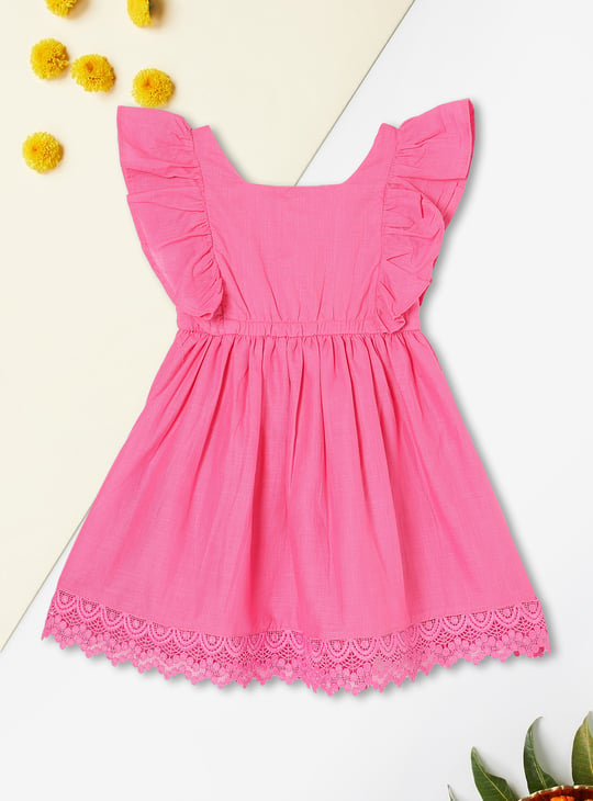 Girls Solid Fit & Flare Dress