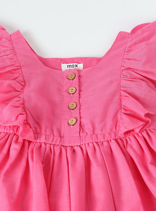 Girls Solid Fit & Flare Dress
