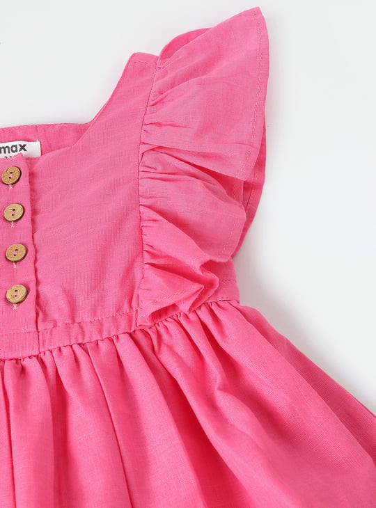 Girls Solid Fit & Flare Dress