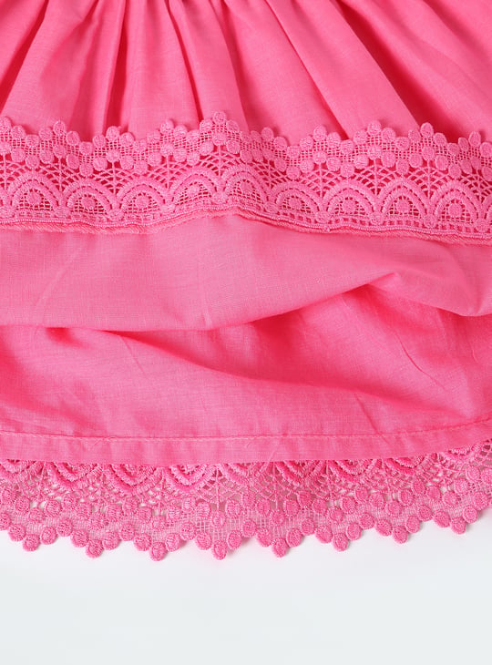 Girls Solid Fit & Flare Dress