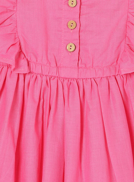 Girls Solid Fit & Flare Dress
