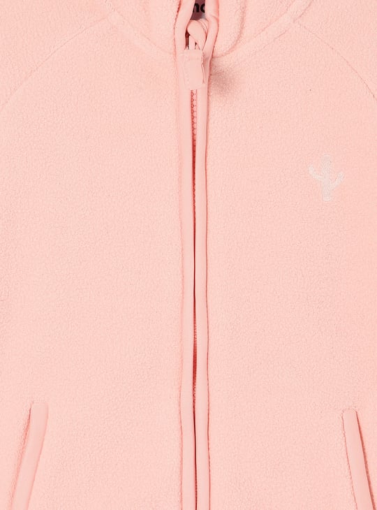 Girls Solid Zipper Jacket