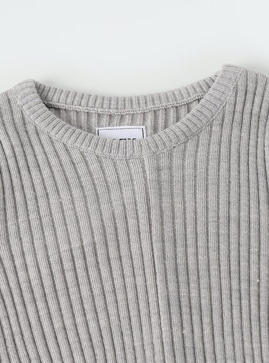 Girls Ribbed Sweater with Twisted Hem