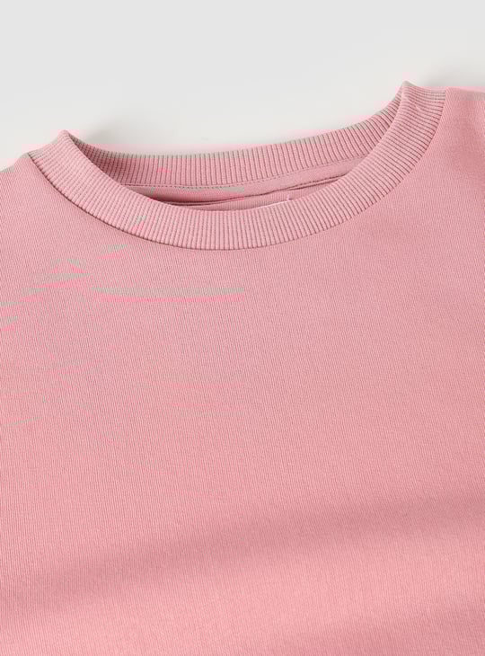 Girls Solid Cropped Sweatshirt