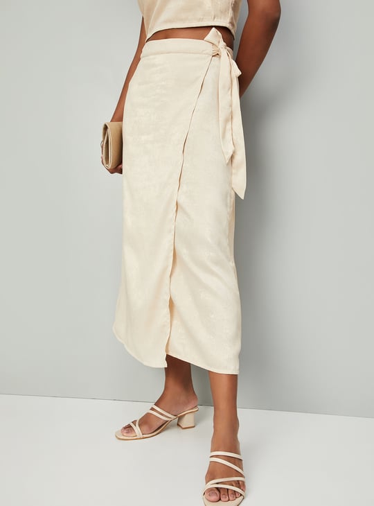 Women Shimmer Wrap Skirt | Beige