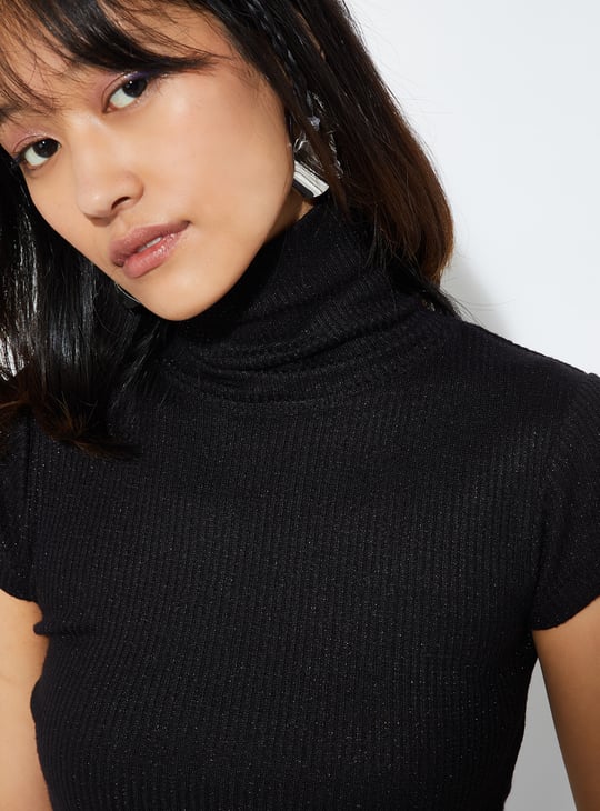 ALAYA F x URB_N Women Ribbed Turtle Neck T-shirt