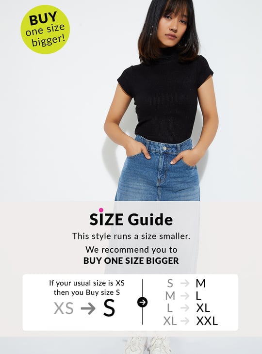 ALAYA F x URB_N Women Ribbed Turtle Neck T-shirt