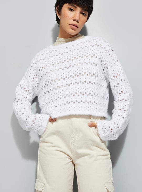 ALAYA F x URB_N Women Open Knit Sweater