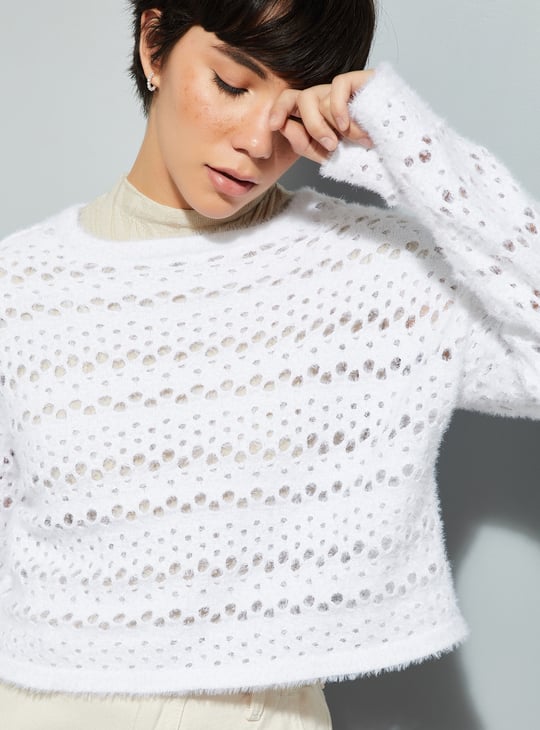 ALAYA F x URB_N Women Open Knit Sweater