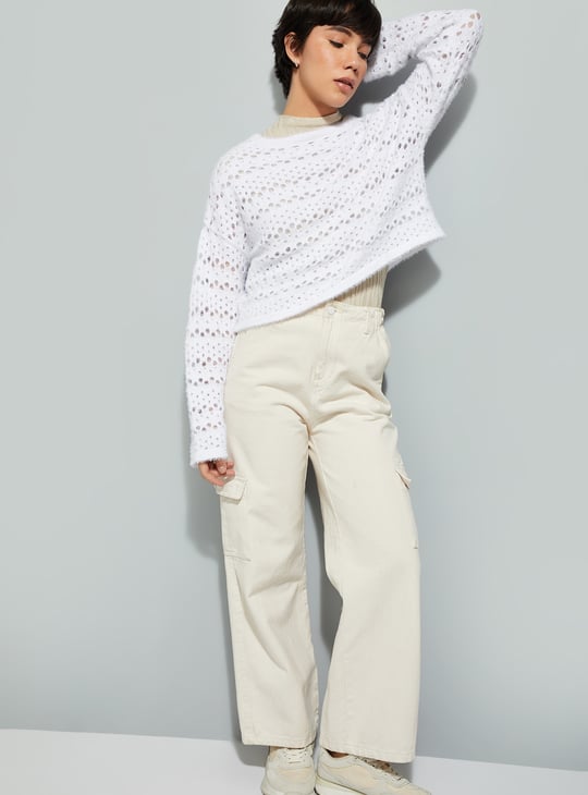 ALAYA F x URB_N Women Open Knit Sweater