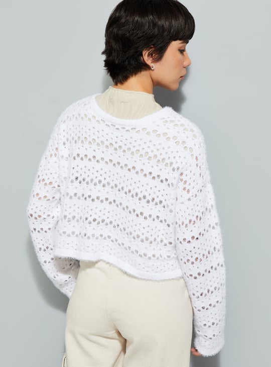 ALAYA F x URB_N Women Open Knit Sweater