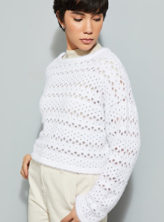 ALAYA F x URB_N Women Open Knit Sweater