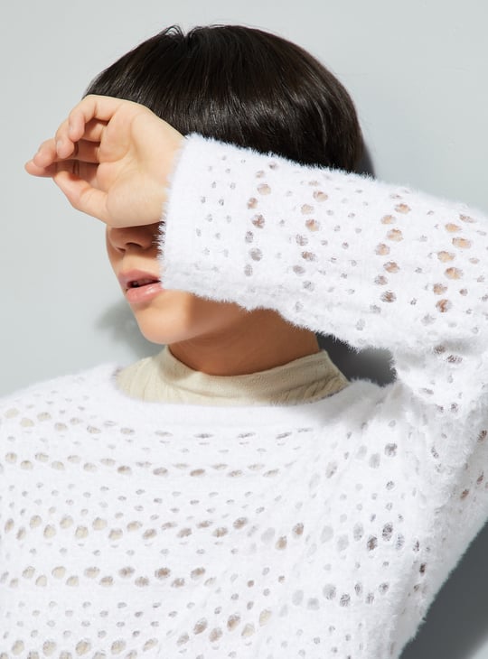 ALAYA F x URB_N Women Open Knit Sweater