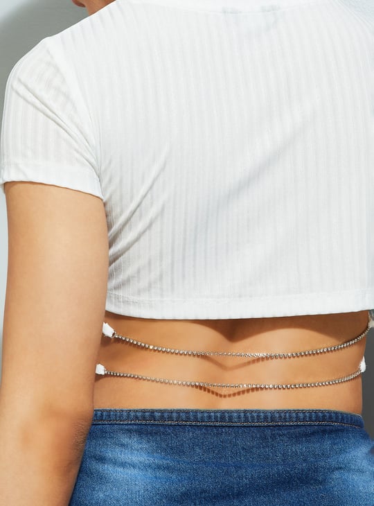 ALAYA F x URB_N Women Striped Crop Top