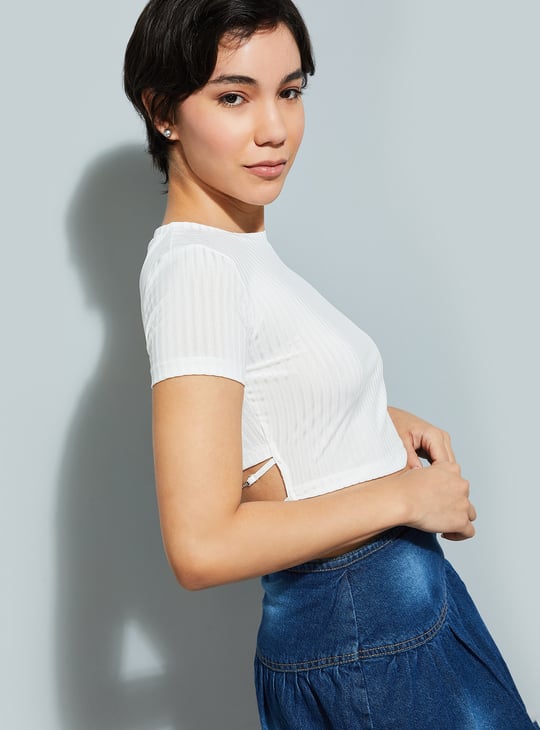 ALAYA F x URB_N Women Striped Crop Top